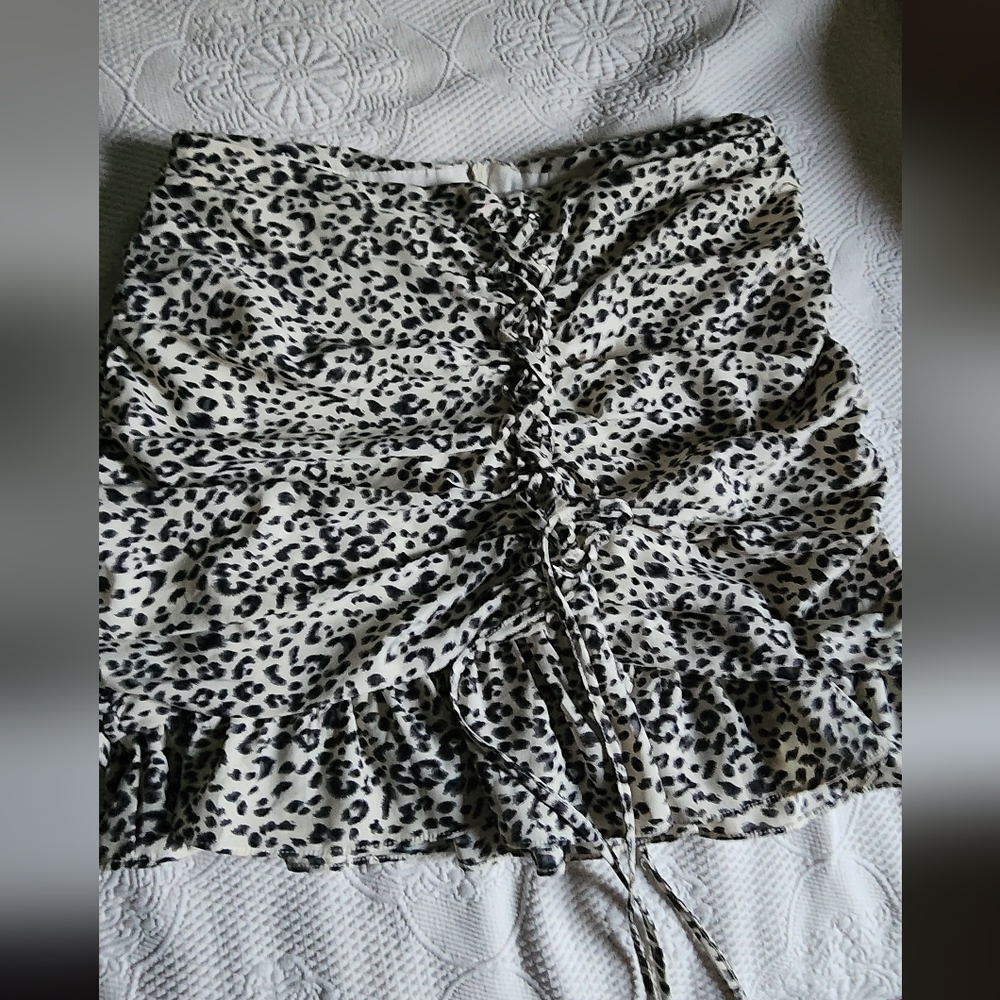 Leopard Print Ruched Skirt